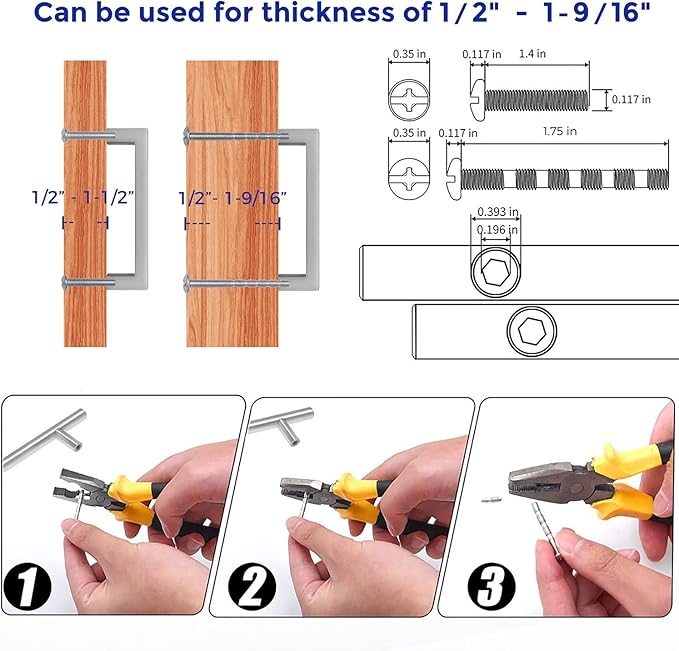 Ravinte 10 Pack Solid 3 Inch Center to Center Slim Square Bar Drawer Handles - Cabinet Hardware Brushed Nickel Pulls for Kitchen and Drawers
