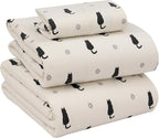 RUVANTI Flannel Sheets Twin XL Size - 100% Cotton Double Brushed Twin XL Sheet Sets, Deep Pockets 16 Inches, All Seasons Breathable & Extra Soft Bed Sheets, Warm & Cozy, 3 Piece, Black Cat