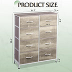 WLIVE Fabric Dresser for Bedroom, Tall Dresser with 8 Drawers, Storage Tower with Fabric Bins, Double Dressers, Chest of Drawers for Closet, Living Room, Hallway, Greige