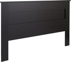 Prepac Stylish Flat Wood Panel Headboard for King Size Beds, Simplistic Wooden King Headboard 2.25" D x 81" W x 48" H, Black, BHFK-1301-1