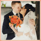 Hoteam 24 Bundles Artificial Peonies Flowers Wedding Faux Flowers Silk Peony Bouquet Bulk Bride Fake Florals Arrangements for Table Centerpieces Wedding Party Vase Decor (Orange)