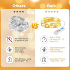 Minetom 12 Pack Fairy Lights Battery Operated String Lights with Timer - 7ft 20 LED Waterproof Silver Wire Firefly Light Waterproof for DIY Crafts Wedding Décor Table Mason Jars Party