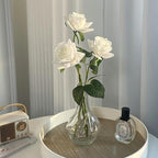 White Roses Artificial Flowers 50 Pack in Bulk, Fake Roses Flowers Realistic Roses for Wedding Home Party Decoration Event Gift (White)