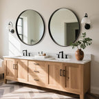 WallBeyond Round Wood Mirror, 32" Round Modern Decoration Large Circle Wall Mirror for Bathroom Living Room Bedroom Entryway, Black