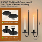 Candle Sconces Set of 2, Taper & Pillar Wall Candle Holder, Black Wall Sconces Set of Two, Decor for Entryway, Stair Corner, Living Room, Gfits for Men Women Mom or Dad