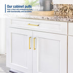 JOY DECOR 6 Pack Cabinet Handles, Gold Cabinet Pulls, 6-1/4 Inch Kitchen Closet Handles Square Drawer Pulls Stainless Steel Drawer Hardware, 160mm Hole Centers