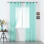 DUALFIE Aqua Curtains 84 Inches Long for Bedroom,2 Panels Sheer Grommet Summer Ocean Coastal Decor Beach Themed Seafoam Green Curtains for Living Room Nursery,52 x 84 Inch Mint Green