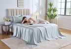 Pure Bamboo Full Sheets, Genuine 100% Organic Viscose Derived from Bamboo Bed Sheet Set, Luxuriously Soft & Cooling, Double Stitching, Lifetime Quality Promise (Full, Glacier)