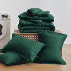 Love's cabin King Size Comforter Set Dark Green, 7 Pieces King Bed in a Bag, All Season Bedding Sets with 1 Comforter, 1 Flat Sheet, 1 Fitted Sheet, 2 Pillowcase and 2 Pillow Sham