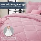HEVUMYI Pink Queen Comforter Set - 7-Piece All Season Bed in a Bag Queen, Ultra Soft Bedding Set with Comforter, Flat Sheet, Fitted Sheet, Pillowcases, Pillow Shams, Pink