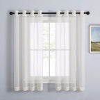 NICETOWN Sheer Curtains for Windows 63 inch Length, Grommet Living Room Curtain Panels Voile Textured Soft & Lightweight Window Dressing for Bedroom Decor, Beige, W54 x L63, 2 Pieces