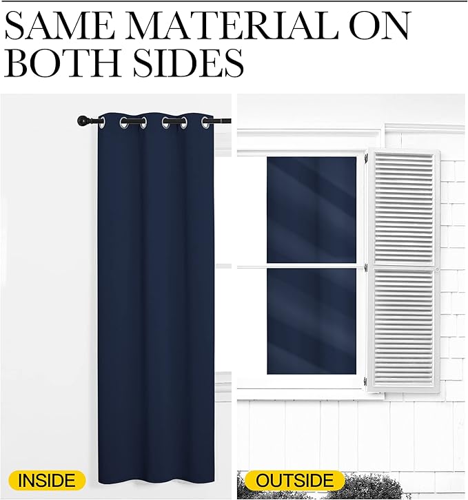 NICETOWN Blackout Curtain Panels for Bedroom, Navy, 2 Panels, W29 x L36-inch, Thermal Insulated Grommet Top Blackout Draperies and Drapes for Basement