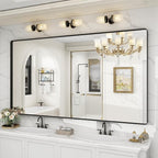 72x36 Inch Black Framed Bathroom Mirror for Wall, Large Matte Metal Framed Wall Mirror, Rounded Rectangle Vanity Mirror, Tempered Glass, Anti-Rust, Shatterproof (Horizontal/Vertical)
