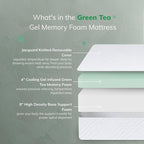 EGO White 12 inch Full Memory Foam Mattress, Gel Green Tea Mattress Bed in a Box, Made in USA, CertiPUR-US Certified, Double Mattress, 54"×75", Medium Firm