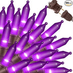 LAMPHOME Super-Bright Extendable Purple Halloween Decoration 100 Lights 19.6ft UL Certified Mini Bulb String Lights Set for Outdoor Halloween Home Christmas Tree Garden Holiday Party Patio Decor