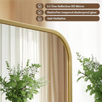 BEAUTYPEAK Gold Rectangular Bathroom Mirror - 30" x 40" Wall Mounted Aluminum Alloy Frame Mirror with Rounded Corners for Bedroom Living Room, Horizontal or Vertical