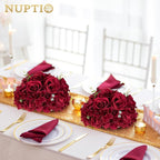 NUPTIO Flower Balls for Centerpieces Wedding: 10 Pcs 11.8 inch Diameter Artificial Flower Ball Arrangement Bouquet Centerpiece for Tables - Burgundy Fake Rose Flowers for Wedding Decor