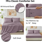 CozyLux Queen Comforter Set Dusty Purple - Bed in a Bag Queen Size 7 Pieces, Soft Bed Set for All Seasons, Bedding Set with Down Alternative Comforter, Sheets, Pillowcases & Shams, Grayish Purple