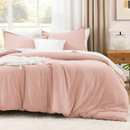 Litanika Comforters Blush Super King Size, 3 Pieces Lightweight Solid Bedding Set & Collections, All Season Fluffy Bed Set (120x120In Comforter & 2 Pillowcases)