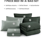 Monbix King Size Comforter Set, Deep Forest King Size Bedding Set Reversible, King Comforter Set 7 Pieces, Cationic Dyeing Bed in a Bag with Comforter, Sheets, Pillowcases & Shams