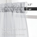 OVZME Light Grey Sheer Curtains 72 Inches Long 2 Panels - Soft Light Filtering Window Sheer Panels for Living Room/Bedroom, Top Dual Rod Pocket, 1 Pair, Each 42Wx72L Inches