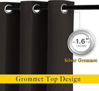 NICETOWN Room Darkening 118 inch Long Curtains, Grommet Thermal Drapes Weighted Room Divider Wide Window Treatments for Living Room, W66 x L118, Toffee Brown, 2 Panels