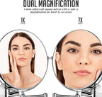 OVENTE 9" Wall Mounted Makeup Mirror with 1X/7X Magnification, Double Sided Magnifying Round Bathroom Vanity Mirror, 360° Swivel Design, Extendable and Folding Arm, Polished Chrome MNLFW90CH1X7X
