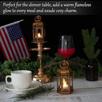 LLQ 8Pcs Mini Lantern with LED Tealight, Vintage Brown Lanterns Decorative, Hanging Candle Lanterns for Ramadan Christmas Wedding Table Centerpiece Indian Diwali Decor, Garden Fairy Party Decorations