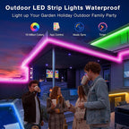 Outdoor LED Strip Lights Waterproof 100ft, IP67 Waterproof LED Light Strips with Remote, Music Sync APP Control, RGB Color Changing LED Lights for Eaves, Roof, Pool, Patio, Outdoor Decorations