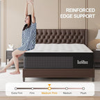 Queen Mattress, 14 Inch Hybrid Mattresses Eurotop with Gel Memory Foam,Motion Isolation Individually Wrapped Pocket Coils Breathable Comfort Soft Pressure Relief 100 Night Trial