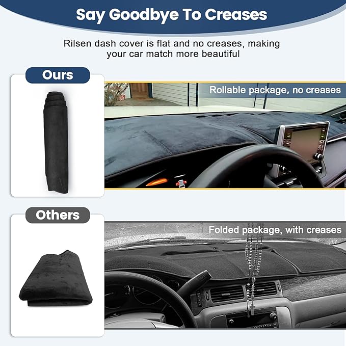 Dashboard Cover Mat Custom Fit for Toyota Highlander Accessories 2014-2019 Dash Cover Nonslip Dash Mat Protector Sunshade No Glare Black