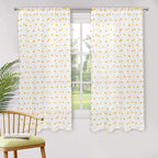 MYSKY HOME Pom Pom Curtains for Girls Bedroom 63 Inch Burnt Orange Curains for Nursery Kids Room Sheer Curtains for Living Room Dining Room Rod Pocket Small Window 52" x 63" Set of 2