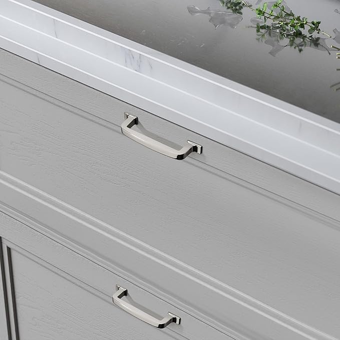 kHTumeWare 10 Pack 5 Inch Cabinet Handles - Polished Nickel Kitchen Hardware - Pulls and Drawer Handles for Cabinets