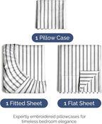 Twin Size 3 Piece Sheet Set - Comfy Breathable & Cooling Bed Sheets Set - Hotel Luxury Bedding for Women, Men, Kids, Teens, Boys & Girls - Deep Pockets, Soft, Wrinkle Free - Oeko-Tex - Grey Stripes 2