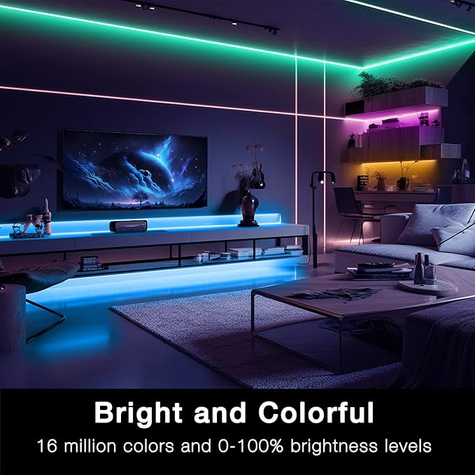 DAYBETTER 65.6ft WiFi Smart Led Lights Strip with Tuya App Control for Bedroom Decoration Work with Alexa and Google Assistant(2 Rolls of 32.8ft)