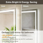 40x32 LED Bathroom Mirror with Lights, Front and Rear Lighting, Tempered Glass, Dimmable, Multiple Light Modes, Anti-Fog Lighted Bathroom Vanity Mirror for Wall, Memory Function