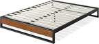 ZINUS GOOD DESIGN Award Winner Suzanne 10 Inch Bamboo and Metal Platforma Bed Frame, No Box Spring Needed, Wood Slat Support, Chestnut Brown, Queen