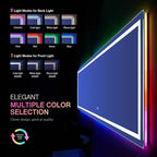 LOAAO 84"X40" LED Bathroom Mirror with Lights, Anti-Fog, Dimmable, RGB Backlit + Front Lighted, Bathroom Vanity Mirror for Wall, Memory Function, Waterproof, Tempered Glass