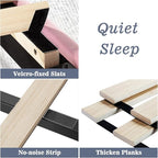 Allewie Queen Bed Frame/Velvet Upholstered Bed Frame with Vertical Channel Tufted Headboard/Strong Wooden Slats/Platform Bed Frame/Mattress Foundation/Box Spring Optional/Easy Assembly/Pink