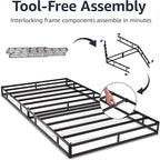 Amazon Basics Smart Box Spring Bed Base, 9-Inch Height Mattress Foundation, Tool-Free Easy Assembly, Queen, 79"L x 59.5"W x 9"H, White