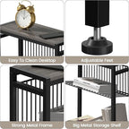 End Table for Small Space, 3-Tier Narrow Side Table with Magazine Holder,Slim Nightstand, Skinny Snack Couch Table in Living Room, Bedroom Study and Balcony (Grey)