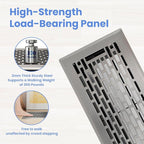 4x12 Inches 2 Pack Heavy Duty Walkable Floor Register - Easy Adjust Air Supply Lever Decorative Floor Vent Covers - Boston Design Vent Covers for Home - Satin Nickel