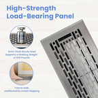 4x12 Inches 4 Pack Heavy Duty Walkable Floor Register - Easy Adjust Air Supply Lever Decorative Floor Vent Covers, Boston Design Vent Covers for Home - Satin Nickel