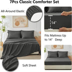 CozyLux King Size Comforter Set Dark Grey - 7 Pieces Bed in a Bag King, Luxury Soft Bed Set for All Seasons, Bedding Set with Down Alternative Comforter, Sheets, Pillowcases & Shams