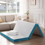 SINWEEK Memory Foam Folding Mattress, 4 Inch Foldable Trifold Mattress Topper, CertiPUR-US Certified Guest Bed with Cooling Cover & Waterproof Lining