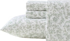 Laura Ashley - Flannel Sheets King Size, Anti-Pilling & Wrinkle Resistant Cotton, Touchably Soft for All-Season Comfort - Bed Sheets with Matching Pillowcases & Fitted Sheet (Brinna Green)
