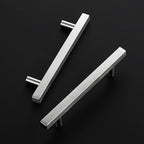 Ravinte Brushed Nickel Cabinet Handles 5 Pack 4-1/2 inch Satin Nickel Square Cabinet Pulls Silver Hardware for Kitchen Cabinets 7 inch Overall Length Stainless Steel Drawer Pulls