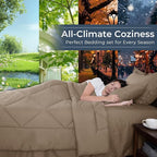 HEVUMYI Khaki Full Comforter Set - 7-Piece All Season Bed in a Bag Full, Ultra Soft Bedding Set with Comforter, Flat Sheet, Fitted Sheet, Pillowcases, Pillow Shams