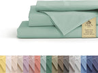 Linen Home 100% Cotton Percale Sheets King Size, Pastel Turk, Deep Pocket, 4 Pieces Set - 1 Flat, 1 Deep Pocket Fitted Sheet and 2 Pillowcases, Crisp Cool and Strong Bed Linen