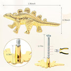 8 Pack Metal Dinosaur Knobs for Kids Furniture - Stego Style Gold Finish Drawer Pulls & Cabinet Handles, Scratch-Resistant (Stegosaurus)